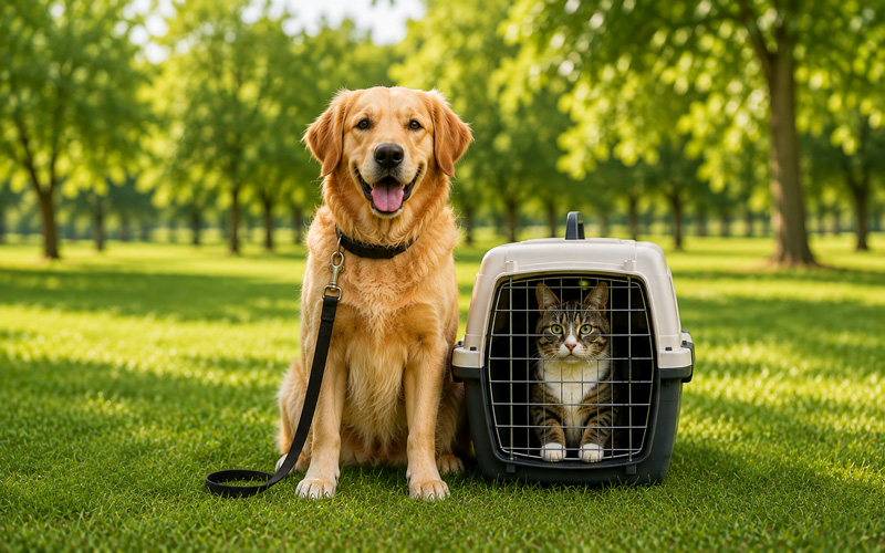 dog-and-cat-leashed